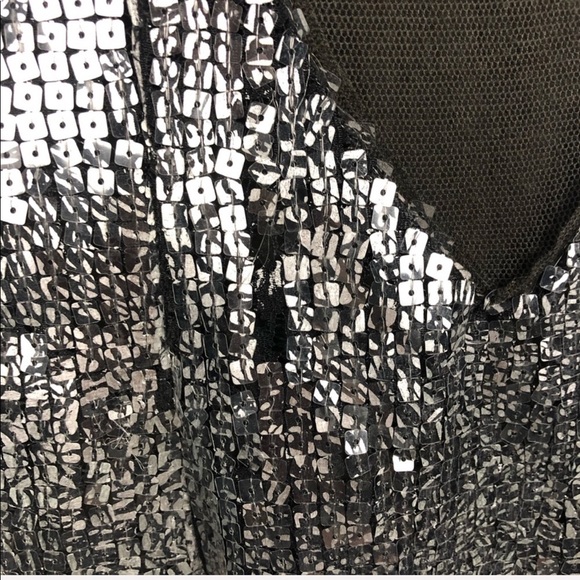 Free People Sequin Mesh Mini Shift Dress Silver - Picture 7 of 8